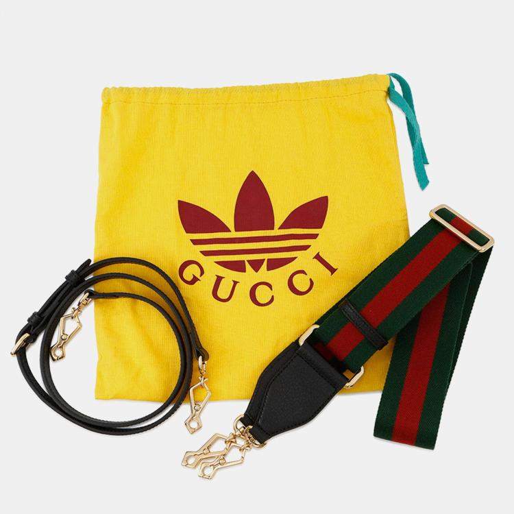 Pre Owned Gucci Horsebit 2Way Handbag Adidas Collaboration Black Leather