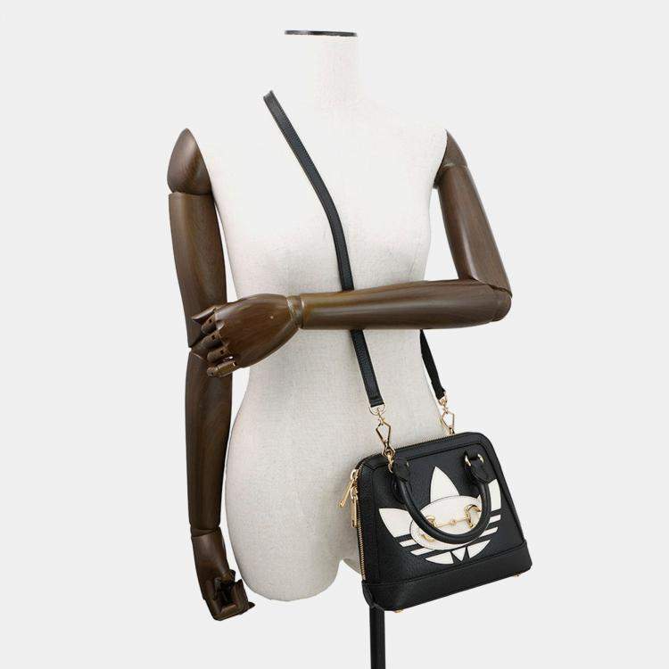 Pre Owned Gucci Horsebit 2Way Handbag Adidas Collaboration Black Leather