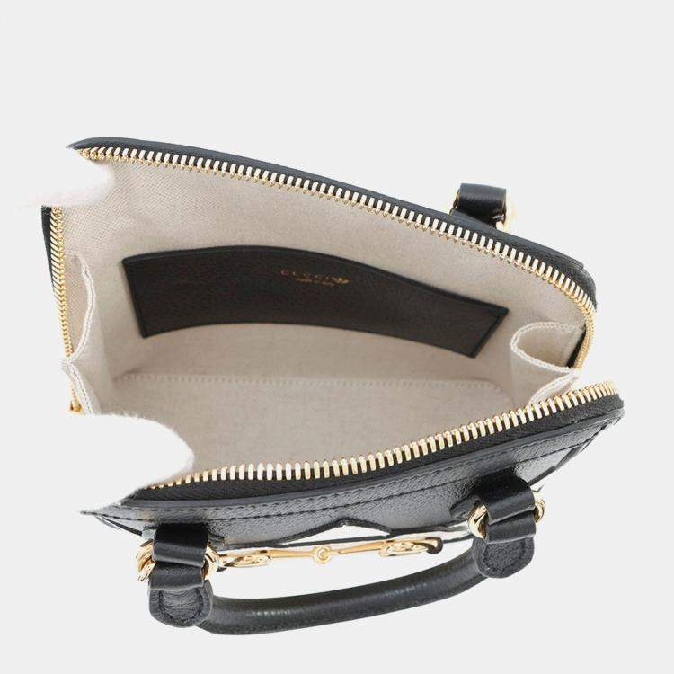 Pre Owned Gucci Horsebit 2Way Handbag Adidas Collaboration Black Leather