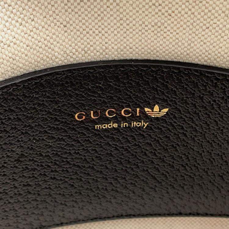 Pre Owned Gucci Horsebit 2Way Handbag Adidas Collaboration Black Leather