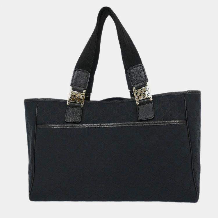 Pre Owned Gucci Black GG Tote Bag