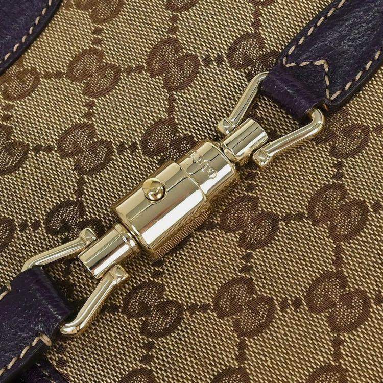 Pre Owned Gucci Brown Beige Jackie Tote Bag