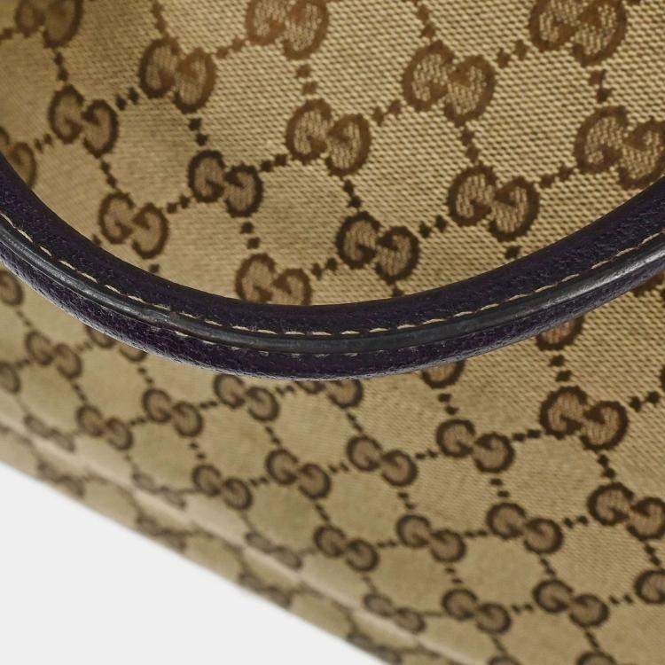 Pre Owned Gucci Brown Beige Jackie Tote Bag