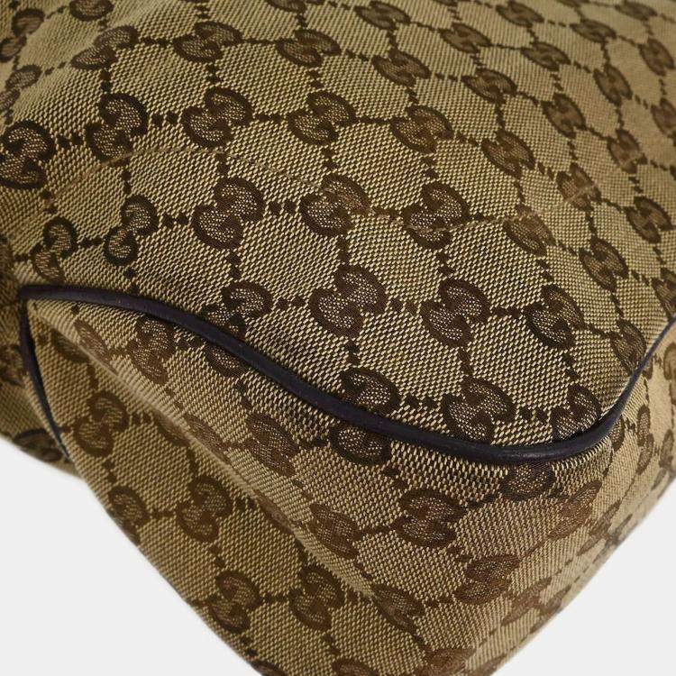 Pre Owned Gucci Brown Beige Jackie Tote Bag