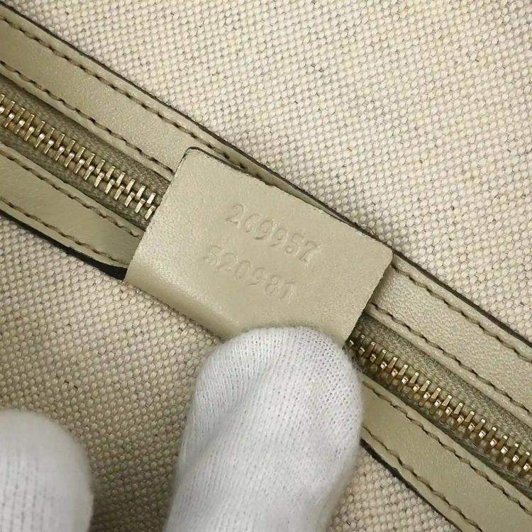 Pre Owned Gucci Beige Heart Bit GG 2way Tote Bag