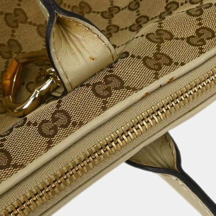 Pre Owned Gucci Beige Heart Bit GG 2way Tote Bag