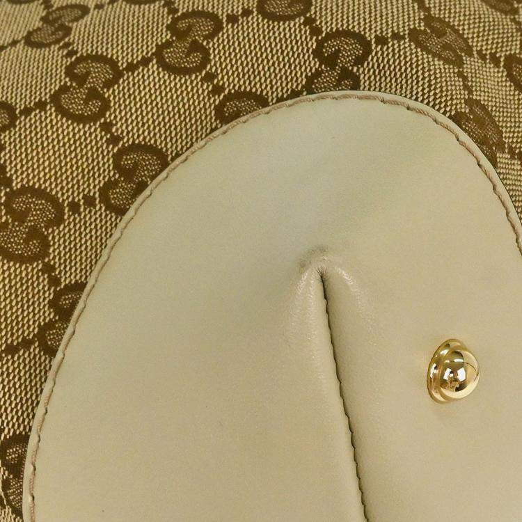 Pre Owned Gucci Beige Heart Bit GG 2way Tote Bag
