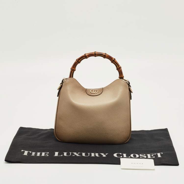 Pre Owned Gucci Beige Ombre Leather Small Diana Bucket Bag