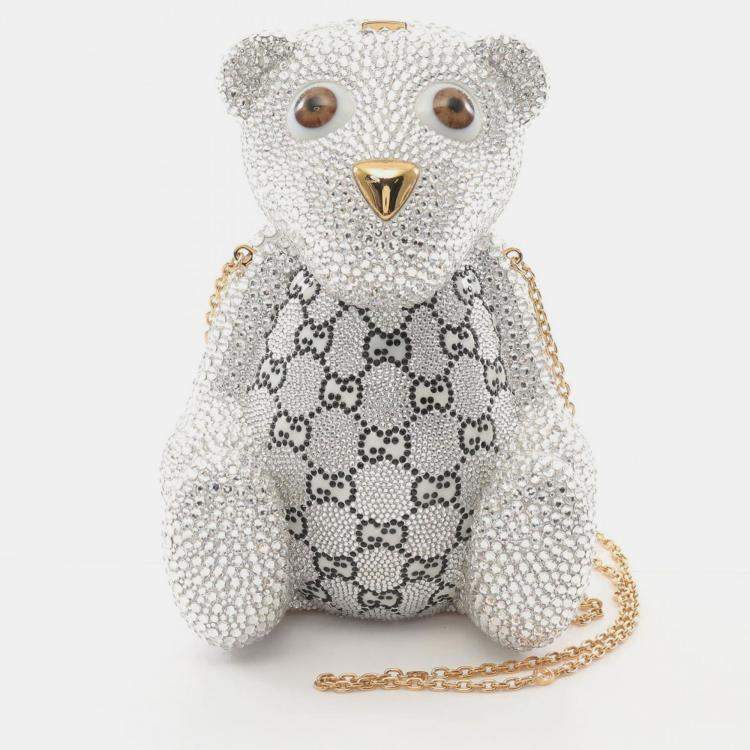 Pre Owned Gucci GG Teddy Bear Swarovski Clear Multicolor Shoulder Bag