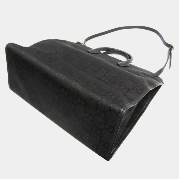 Pre Owned Gucci Off The Grid GG Nylon Canvas Leather Shoulder Bag Black