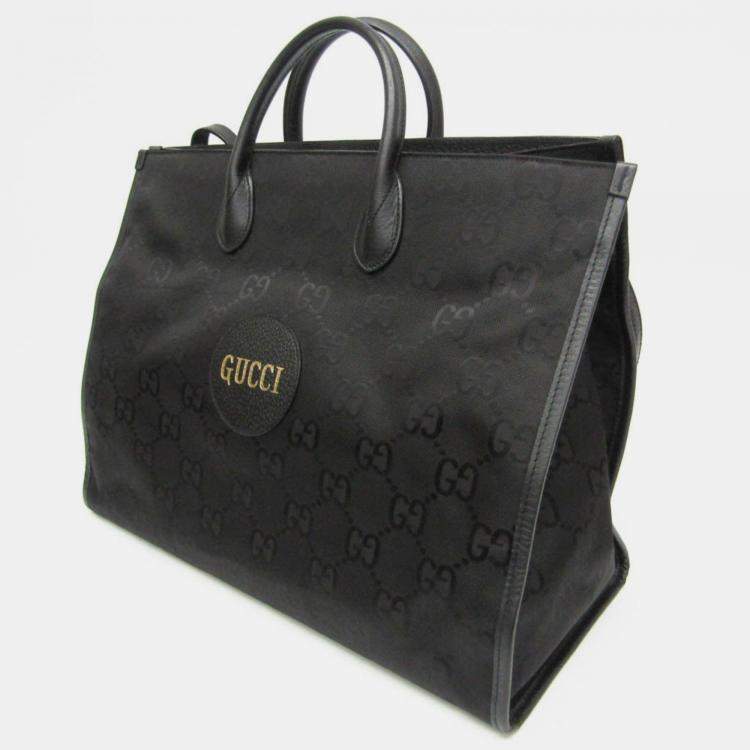 Pre Owned Gucci Off The Grid GG Nylon Canvas Leather Shoulder Bag Black