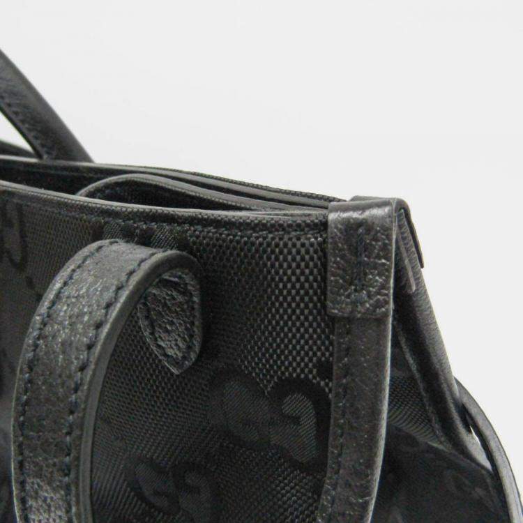 Pre Owned Gucci Off The Grid GG Nylon Canvas Leather Shoulder Bag Black