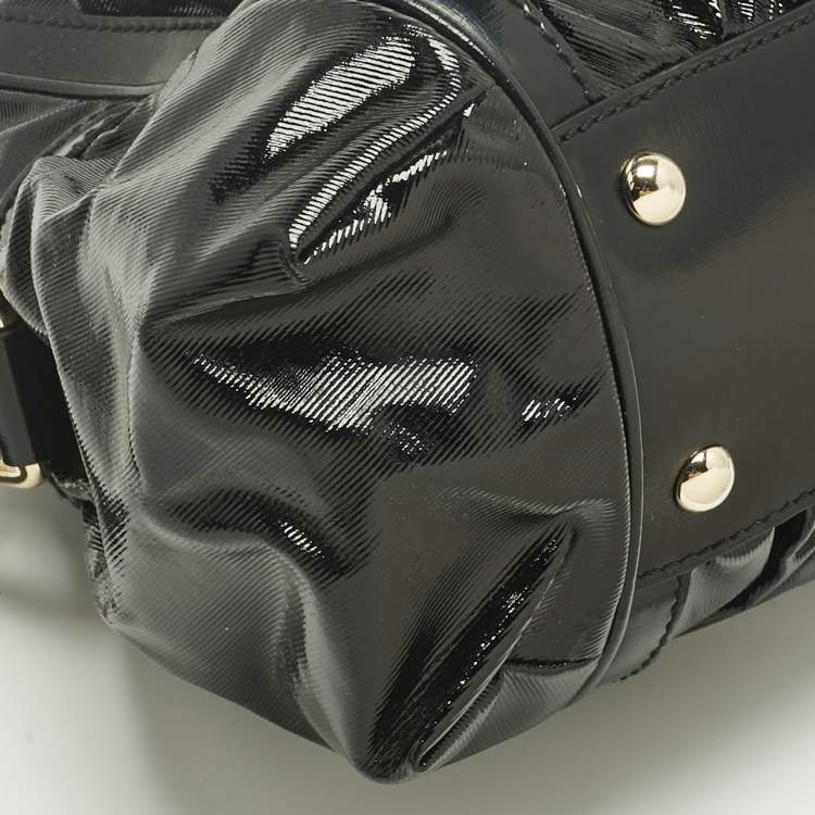 Pre Owned Gucci Black Coated Fabric and Leather Dialux Pop Bamboo Top Handle Bag