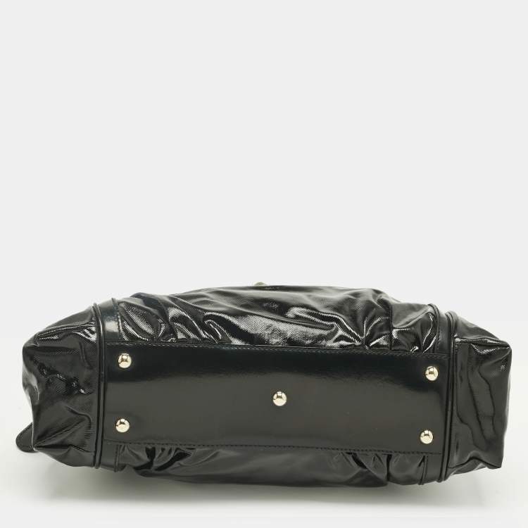 Pre Owned Gucci Black Coated Fabric and Leather Dialux Pop Bamboo Top Handle Bag