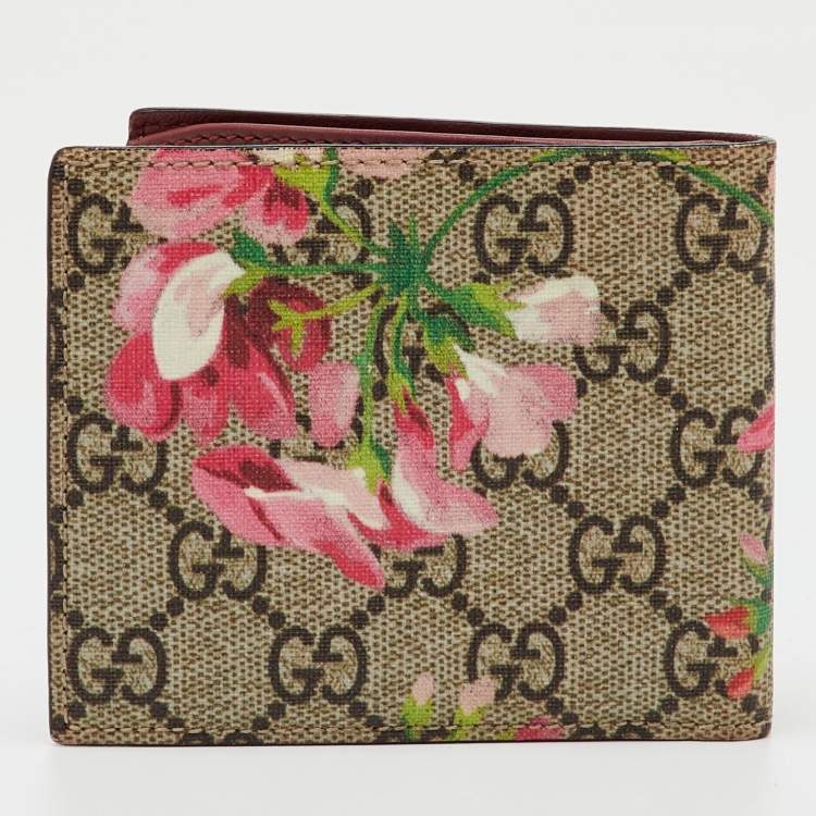 Pre Owned Gucci Multicolor GG Supreme Blooms Canvas Bifold Wallet