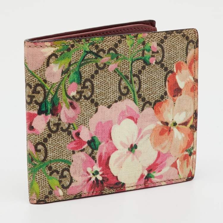 Pre Owned Gucci Multicolor GG Supreme Blooms Canvas Bifold Wallet