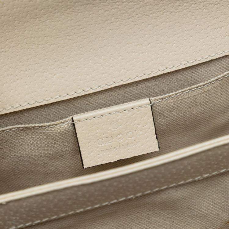 Pre Owned Gucci White Mini Leather Bamboo Dionysus Web Satchel