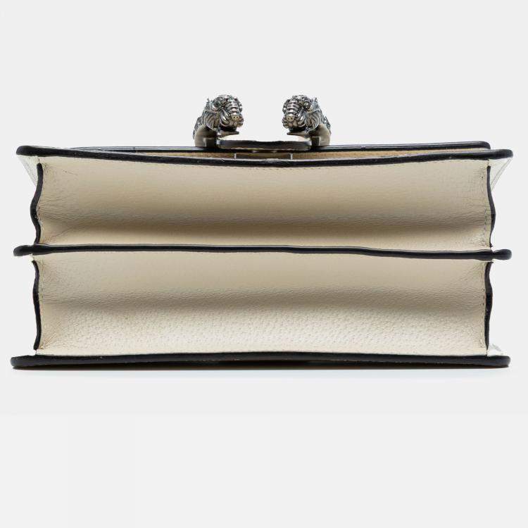 Pre Owned Gucci White Mini Leather Bamboo Dionysus Web Satchel