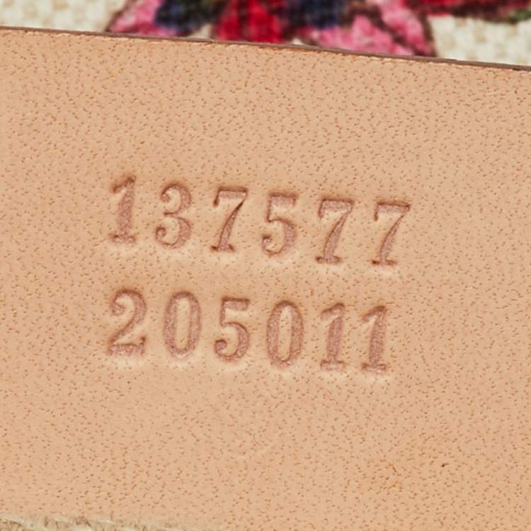 Pre Owned Gucci Multicolor Botanical Floral Canvas and Leather Bamboo Ring Hobo