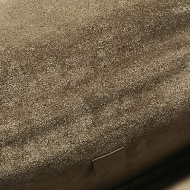 Pre Owned Gucci Beige GG Supreme Canvas and Suede Medium Patchwork Crystal Dionysus Shoulder Bag