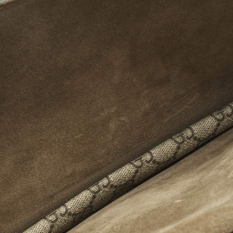 Pre Owned Gucci Beige GG Supreme Canvas and Suede Medium Patchwork Crystal Dionysus Shoulder Bag