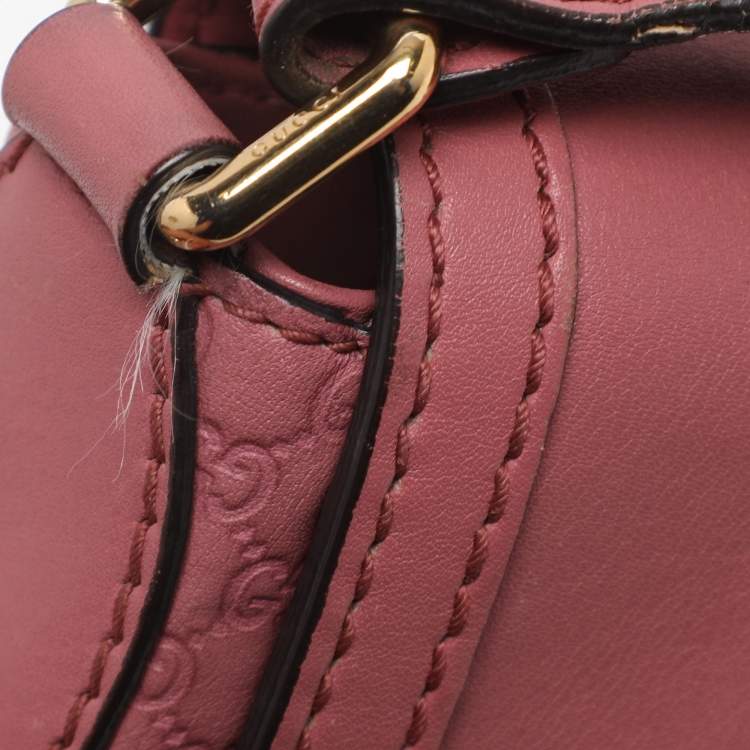Pre Owned Gucci Old Rose Microguccissima Leather Buckle Flap Shoulder Bag