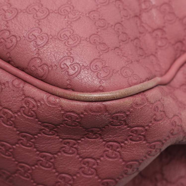 Pre Owned Gucci Old Rose Microguccissima Leather Buckle Flap Shoulder Bag