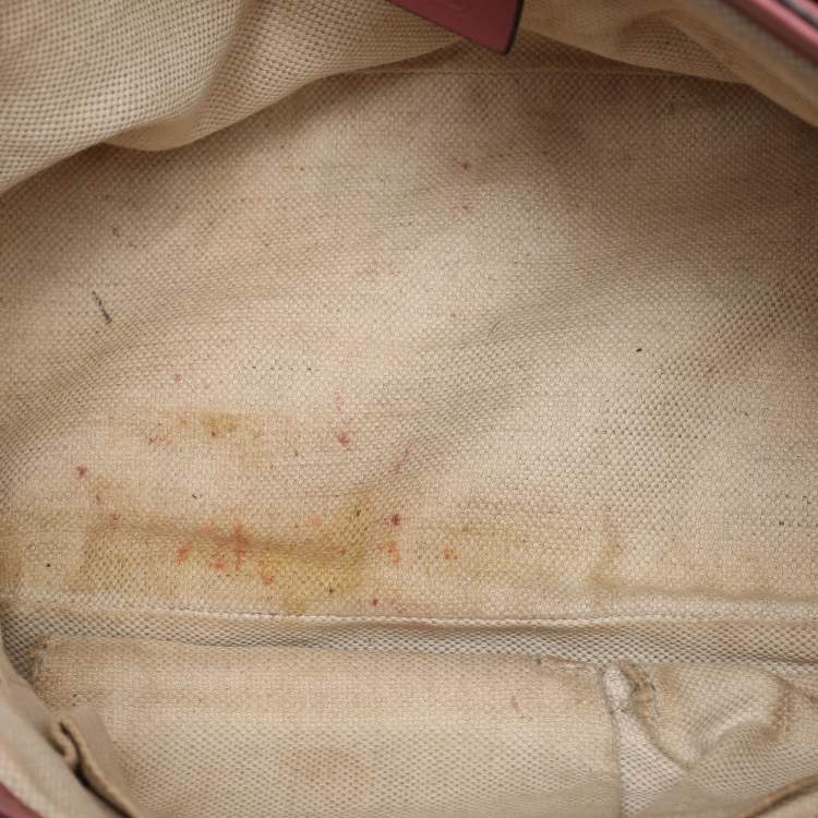 Pre Owned Gucci Old Rose Microguccissima Leather Buckle Flap Shoulder Bag