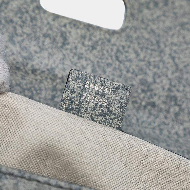 Pre Owned Gucci Grey Large Speckled Leather New Bamboo Top Handle Bag