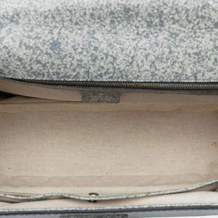 Pre Owned Gucci Grey Large Speckled Leather New Bamboo Top Handle Bag