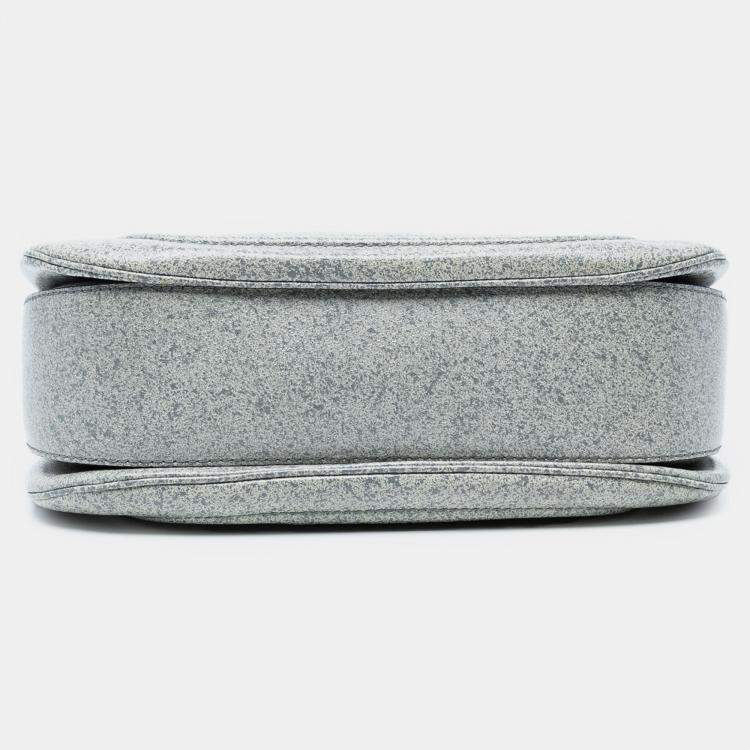 Pre Owned Gucci Grey Large Speckled Leather New Bamboo Top Handle Bag