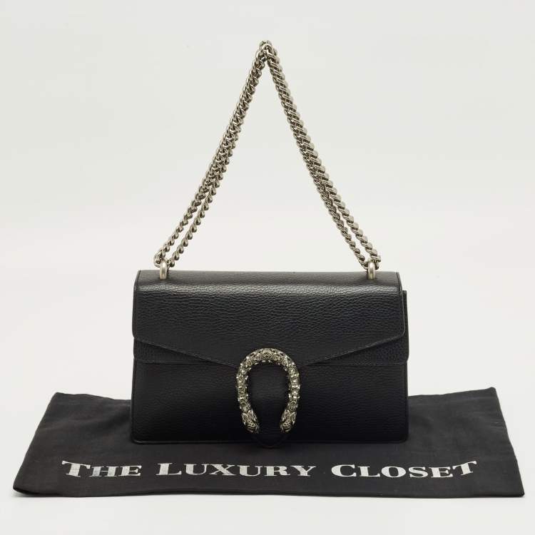 Pre Owned Gucci Black Leather Small Crystal Dionysus Shoulder Bag