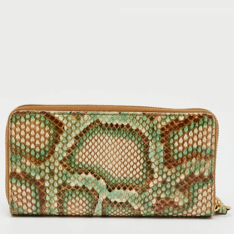 Pre Owned Gucci Multicolor Python GG Marmont Zip Around Wallet