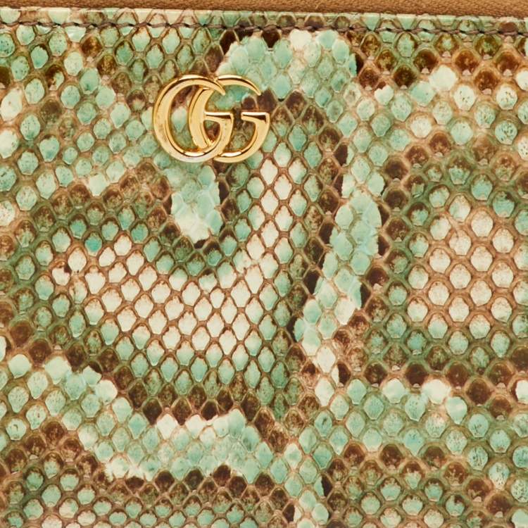 Pre Owned Gucci Multicolor Python GG Marmont Zip Around Wallet