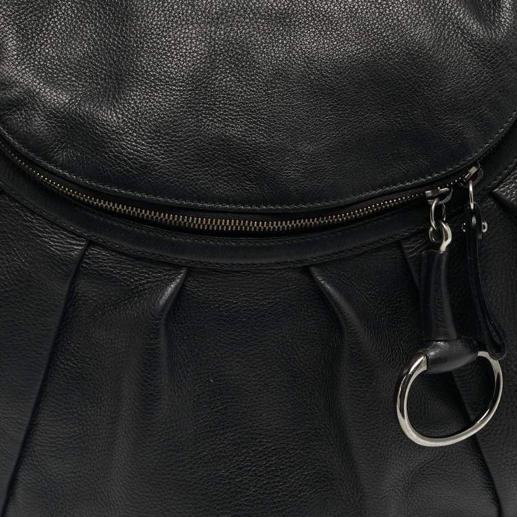 Pre Owned Gucci Black Leather Medium Icon Bit Hobo