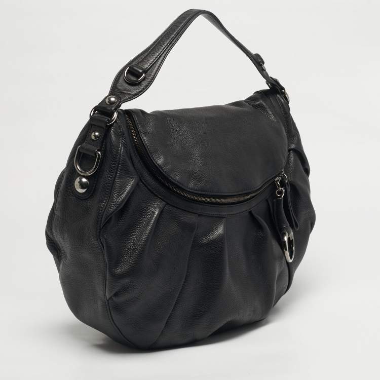 Pre Owned Gucci Black Leather Medium Icon Bit Hobo