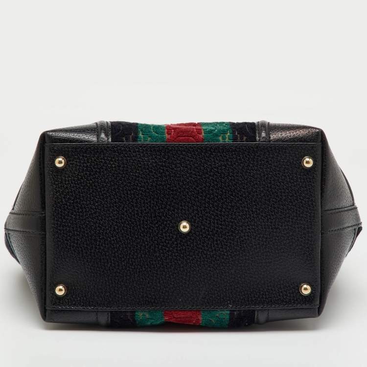 Pre Owned Gucci Multicolor Leather and Velvet Horsebit Embossed Velour Web Treasure Satchel