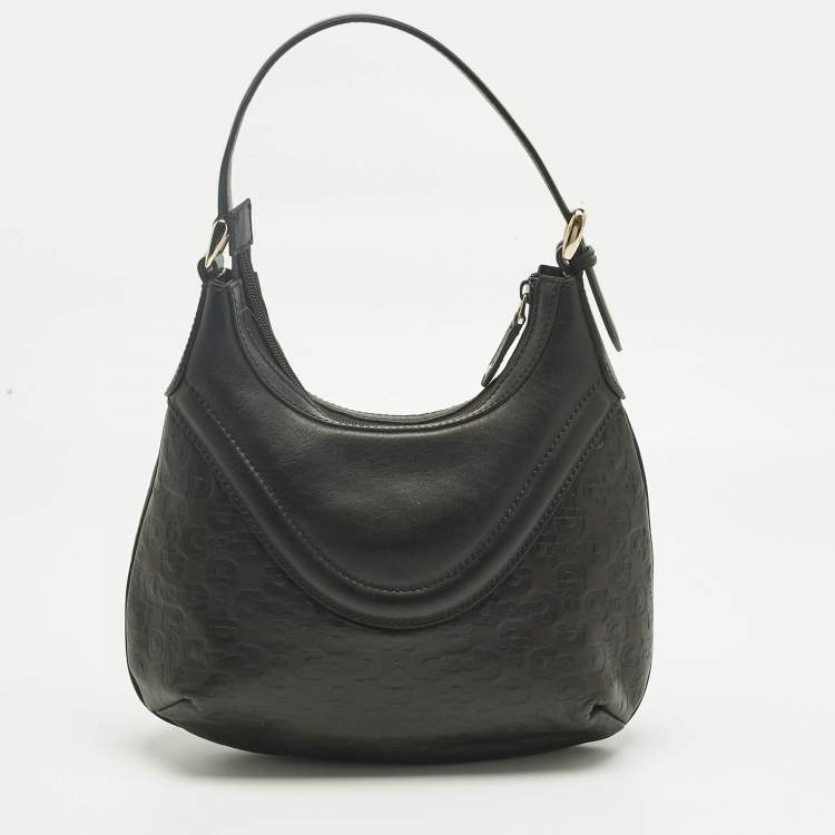 Pre Owned Gucci Choco Brown Horsebit Embossed Leather Small Shoulder Bag