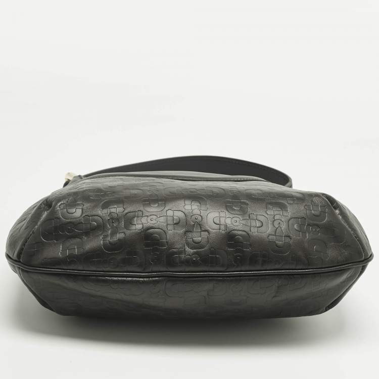 Pre Owned Gucci Choco Brown Horsebit Embossed Leather Small Shoulder Bag