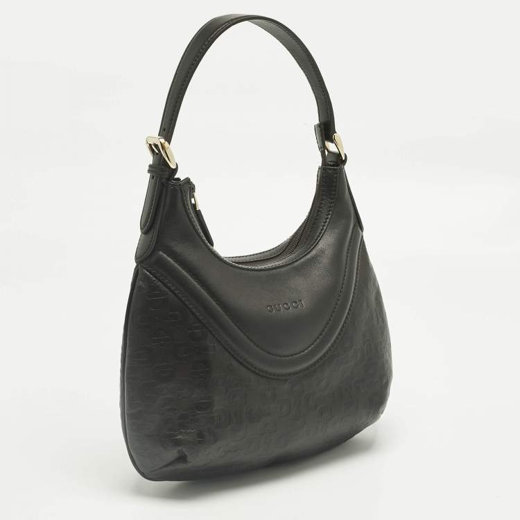 Pre Owned Gucci Choco Brown Horsebit Embossed Leather Small Shoulder Bag