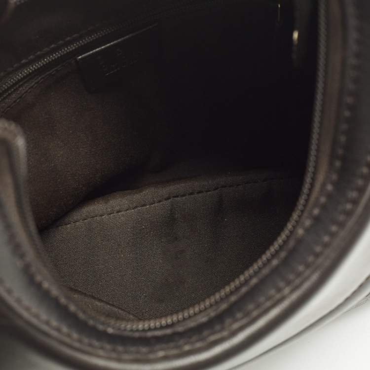 Pre Owned Gucci Choco Brown Horsebit Embossed Leather Small Shoulder Bag