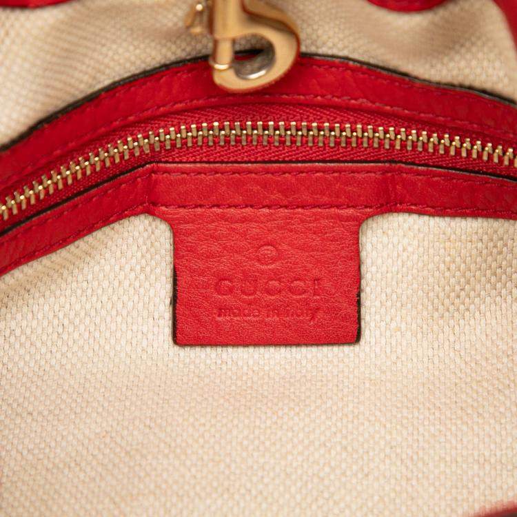 Pre Owned Gucci Red Medium Leather Soho Chain Tote