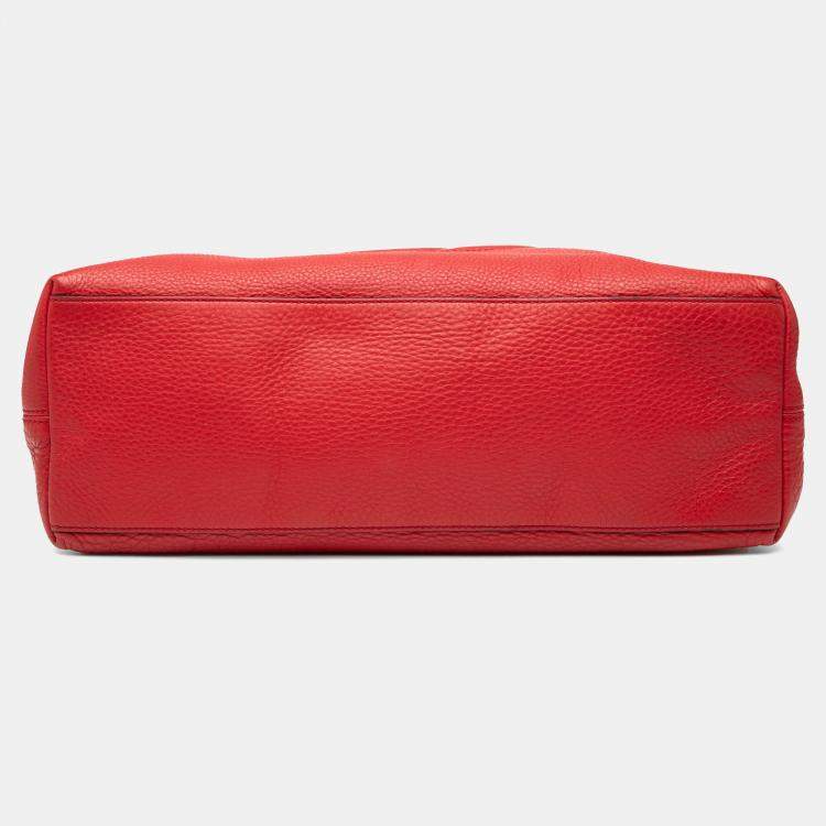 Pre Owned Gucci Red Medium Leather Soho Chain Tote