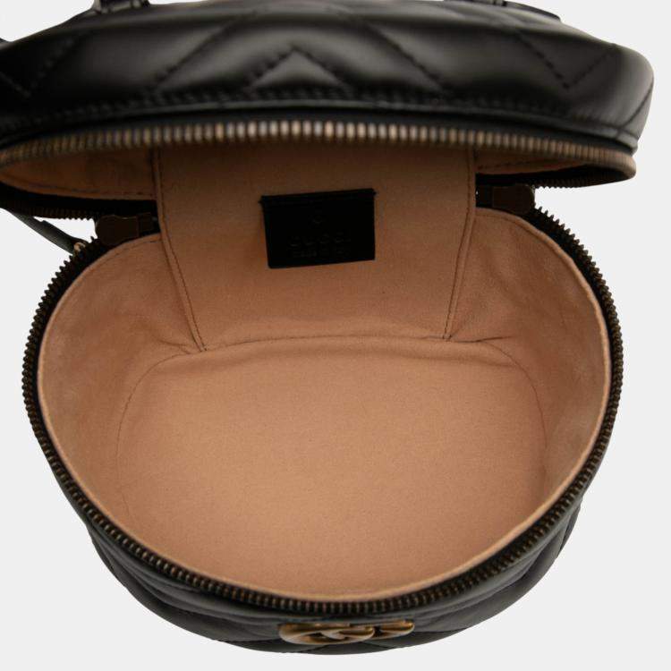 Pre Owned Gucci Black Mini GG Marmont Matelasse Leather Round Backpack