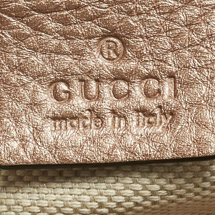 Pre Owned Gucci Rose Gold Leather Soho Working Tote