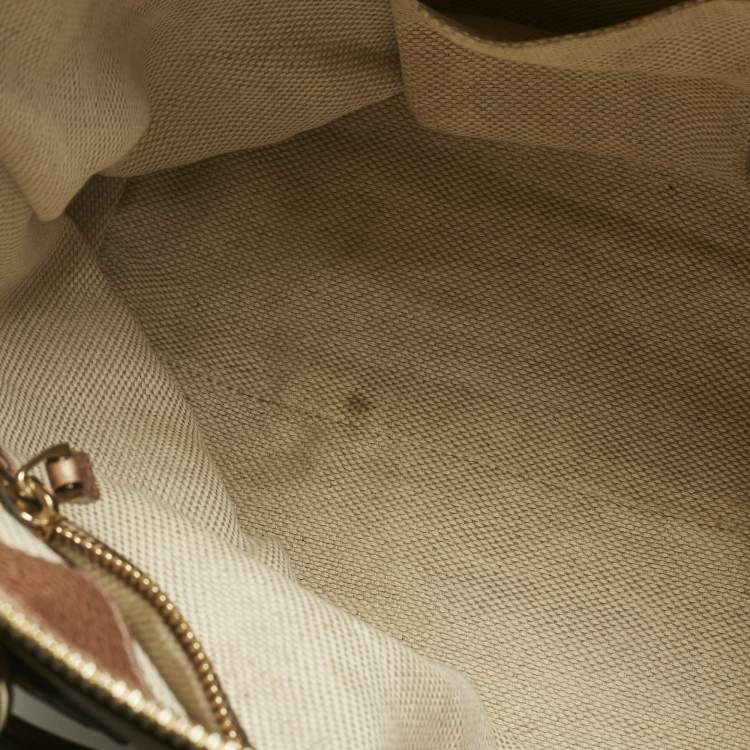 Pre Owned Gucci Rose Gold Leather Soho Working Tote