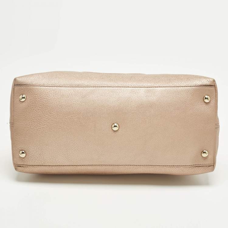 Pre Owned Gucci Rose Gold Leather Soho Working Tote