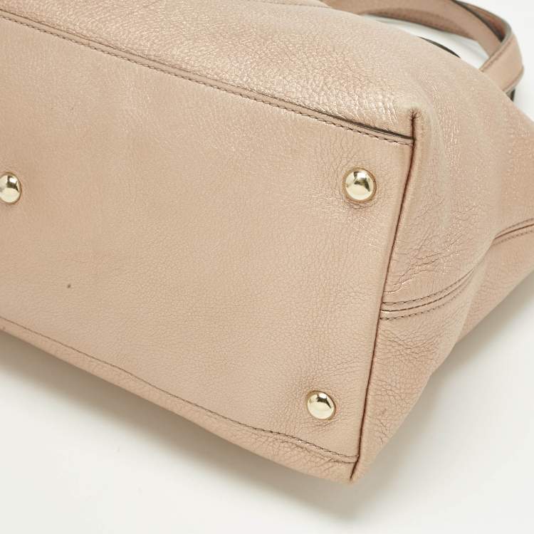Pre Owned Gucci Rose Gold Leather Soho Working Tote