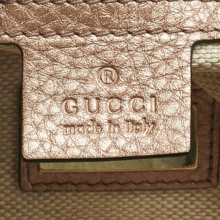 Pre Owned Gucci Rose Gold Leather Soho Working Tote