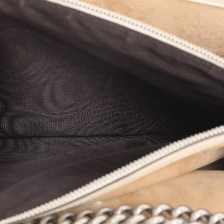 Pre Owned Gucci Beige GG Supreme Canvas Medium Embroidered Dionysus Shoulder Bag